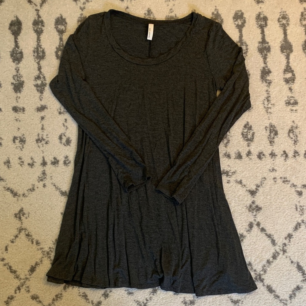 Elegant Charcoal Long Sleeve Dress